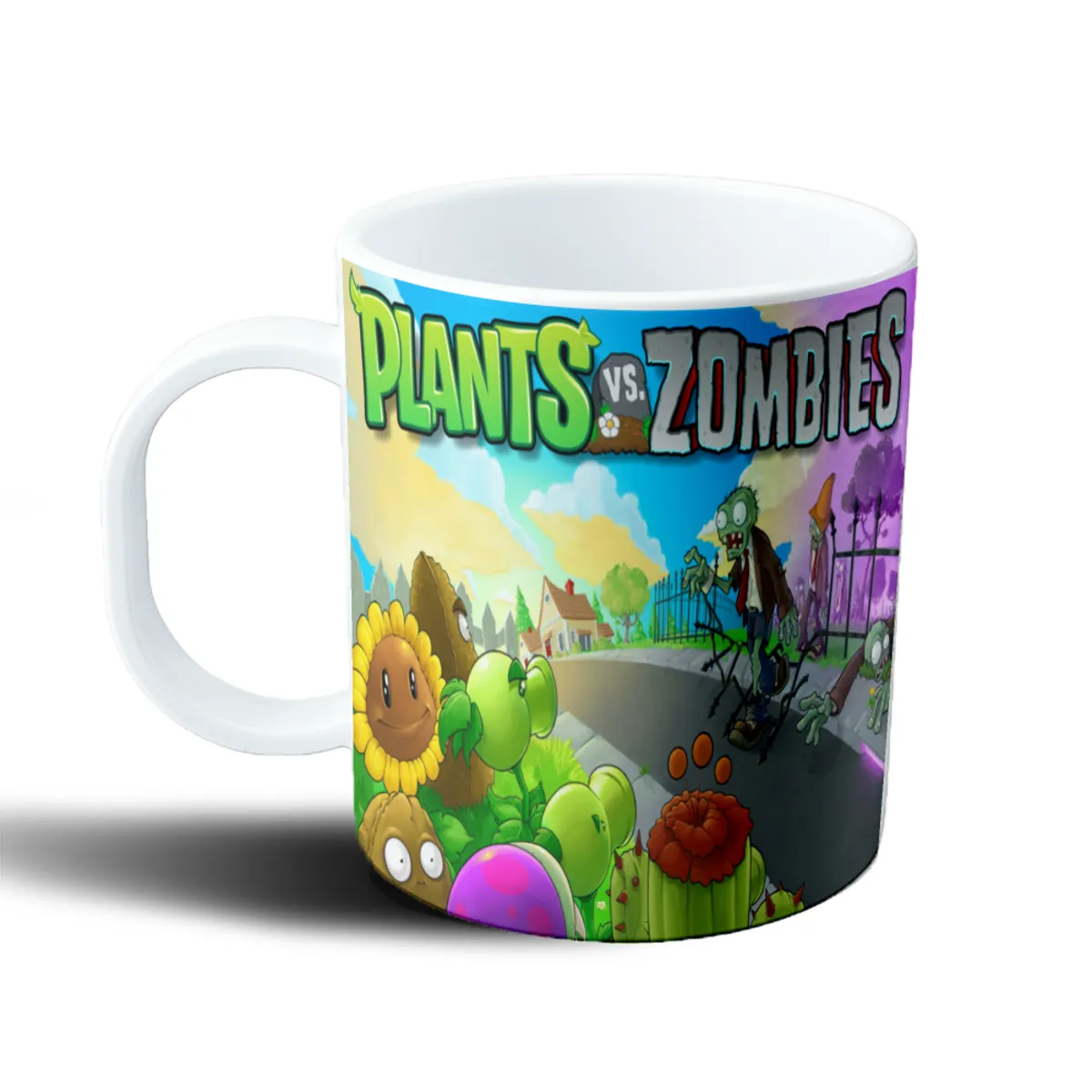 Taza de Plástico Plants vs Zombies Logo y Batalla - vista 2