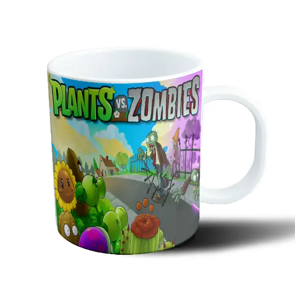 Taza de Plástico Plants vs Zombies Logo y Batalla