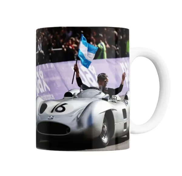 Taza de Cerámica Colapinto Bandera Argentina Auto Plateado