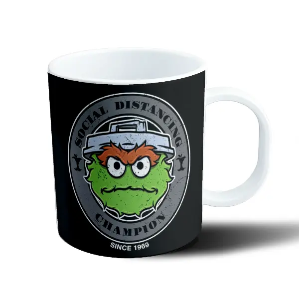 Taza de Plástico Plaza Sésamo Oscar el Gruñón Social Distancing Champion