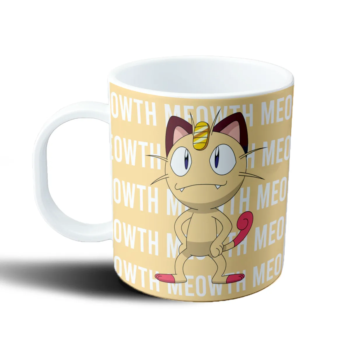 Taza de Plástico Pokemon Meowth Fondo Amarillo - vista 2