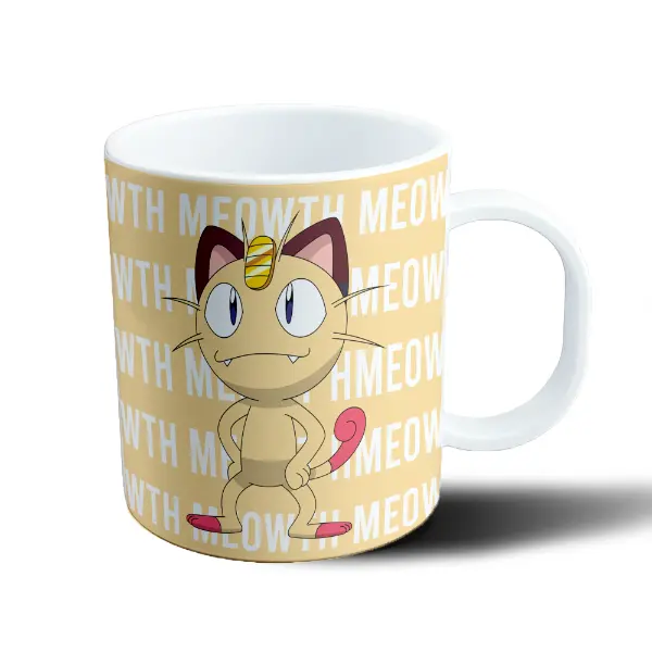 Taza de Plástico Pokemon Meowth Fondo Amarillo