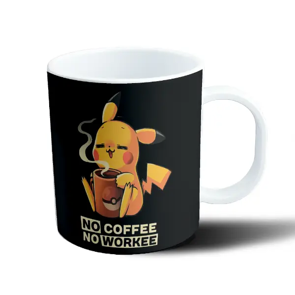 Taza de Plástico Pokemon Pikachu No Coffee No Workee