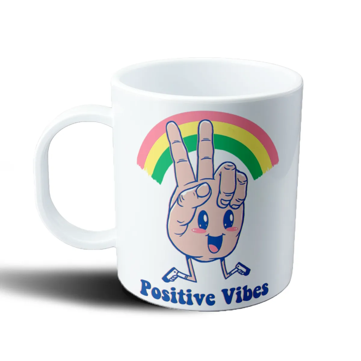 Taza de Plástico Positive Vibes Mano Peace Arcoíris - vista 2