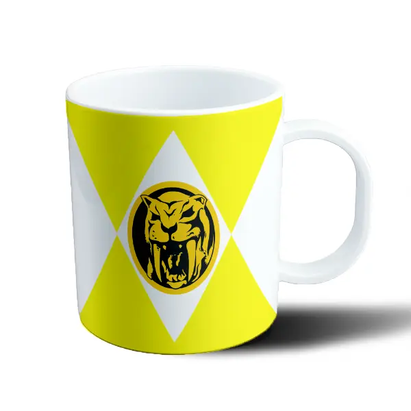 Taza de Plástico Power Rangers Ranger Amarillo Tigre Dientes de Sable