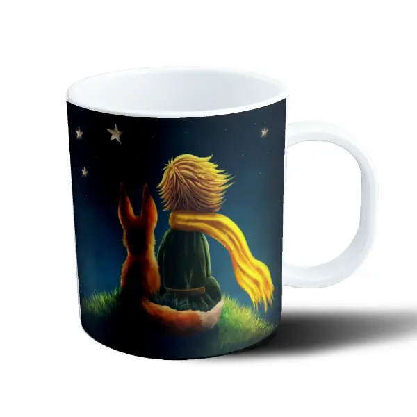 Taza de Plástico El Principito y el Zorro mirando las estrellas