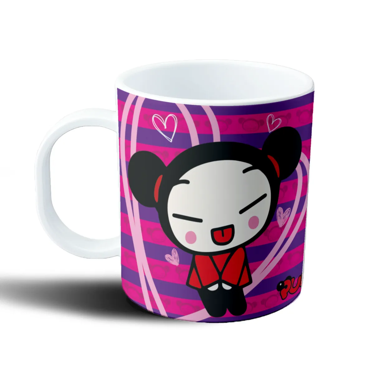Taza de Plástico Pucca Personaje Enojado Fondo Rosa - vista 2
