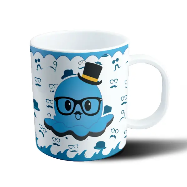 Taza de Plástico Pulpito Hipster con Bigote y Lentes
