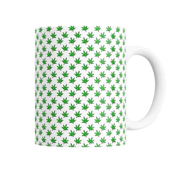 Taza de Cerámica Patrón de Hojas Verdes