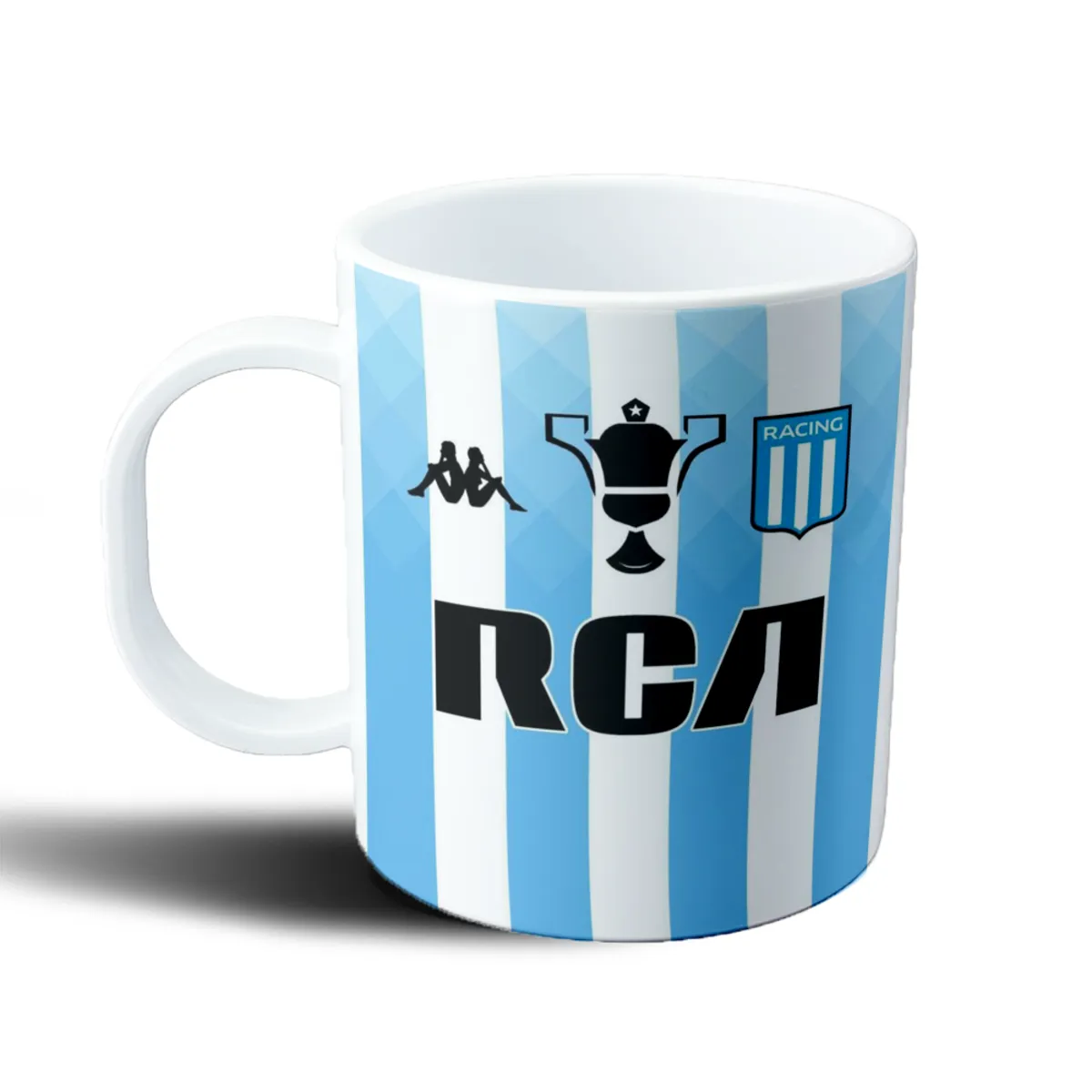 Taza de Plástico Racing Club Camiseta Celeste y Blanca Retro - vista 2