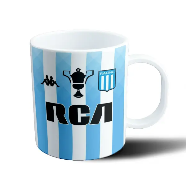 Taza de Plástico Racing Club Camiseta Celeste y Blanca Retro