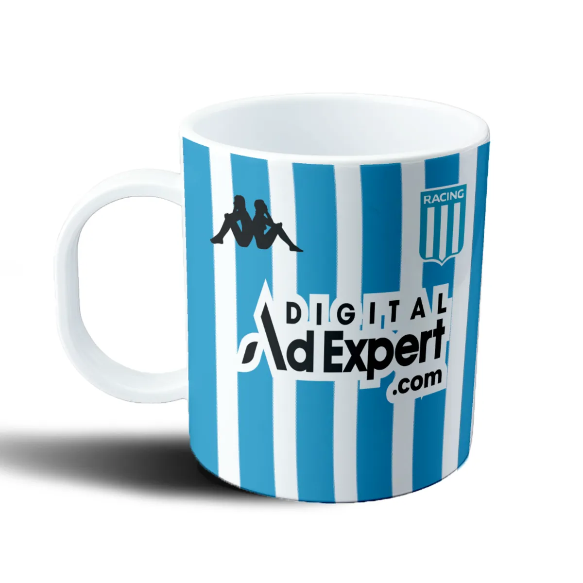 Taza de Plástico Racing Camiseta Rayada y Escudo - vista 2