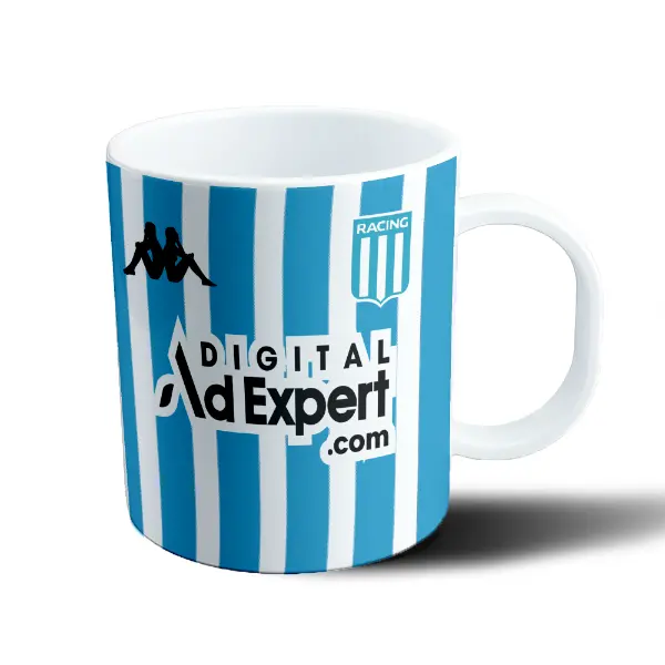 Taza de Plástico Racing Camiseta Rayada y Escudo