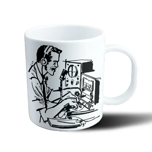 Taza de Plástico Locutor de Radio Vintage con Micrófono