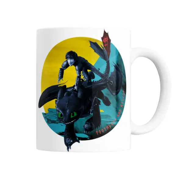Taza de Cerámica Como entrenar a tu Dragón Hiccup y Chimuelo