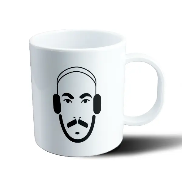 Taza de Plástico Rebord Auriculares y Bigote