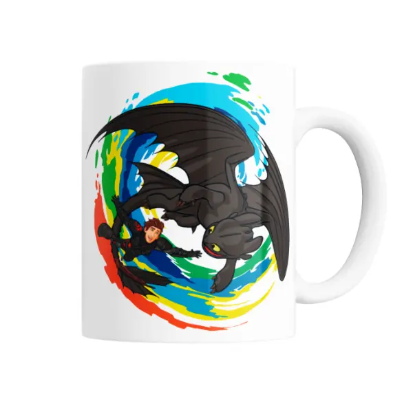 Taza de Cerámica Como entrenar a tu Dragon Chimuelo y Hipo