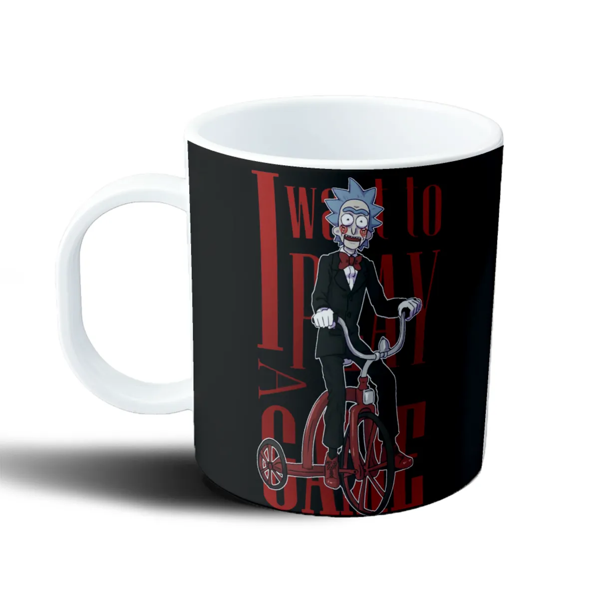 Taza de Plástico Rick and Morty Rick Saw Jigsaw I Want to Play a Game - vista 2