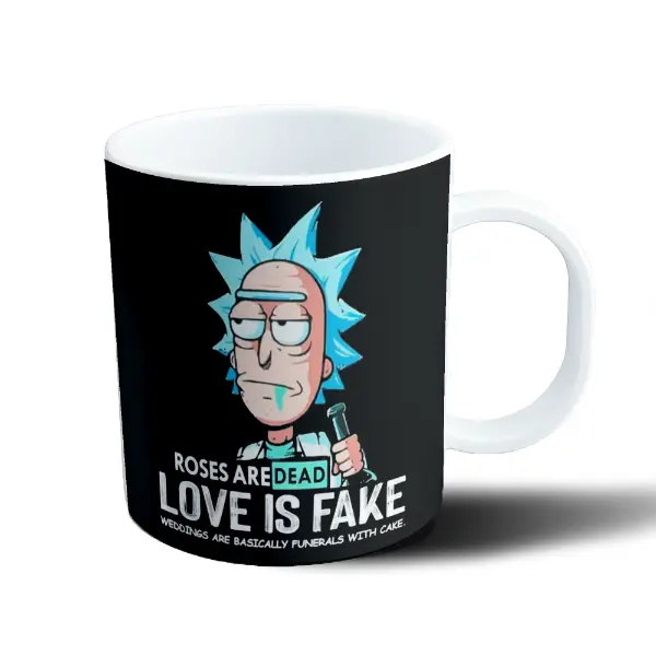 Taza de Plástico Rick and Morty Rick Roses Are Dead Love Is Fake