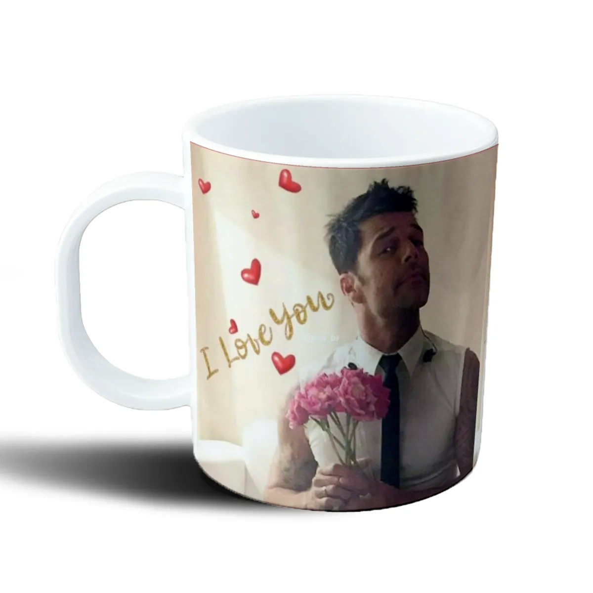 Taza de Plástico Ricky Martin I Love You con Flores - vista 2