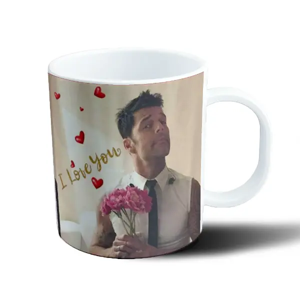 Taza de Plástico Ricky Martin I Love You con Flores