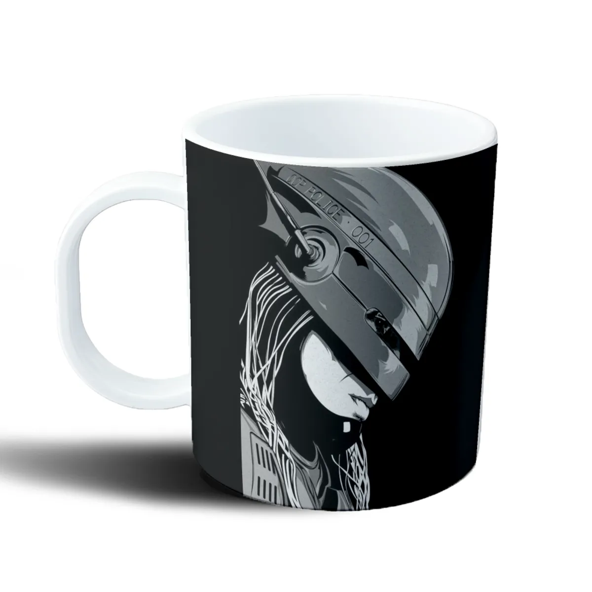 Taza de Plástico Robocop Casco OCP Police Blanco y Negro - vista 2