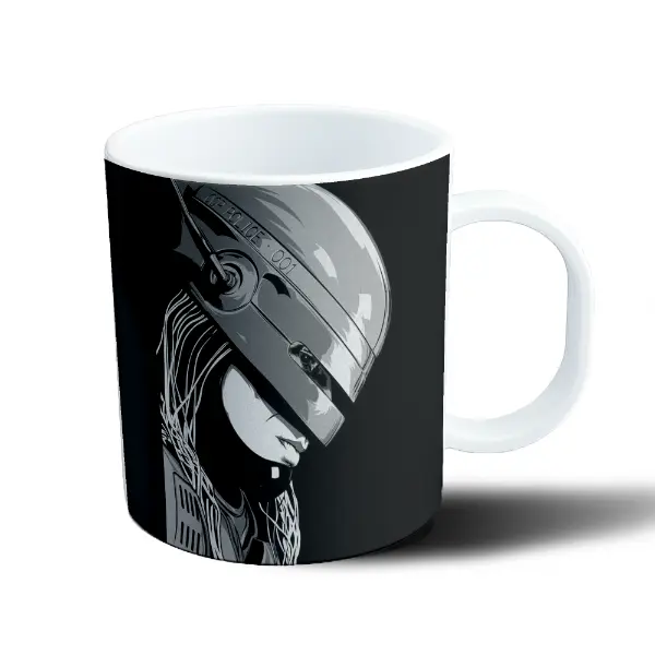 Taza de Plástico Robocop Casco OCP Police Blanco y Negro