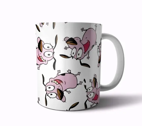 Taza de Cerámica Coraje Perro Cobarde Patrón Repetido