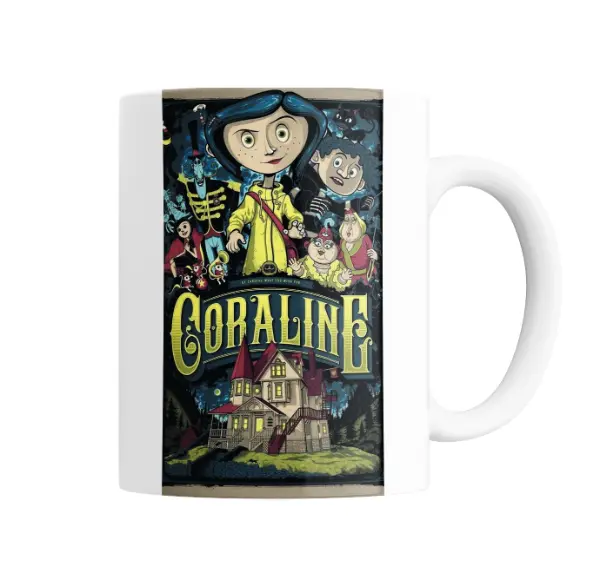 Taza de Cerámica Coraline Película Poster Personajes