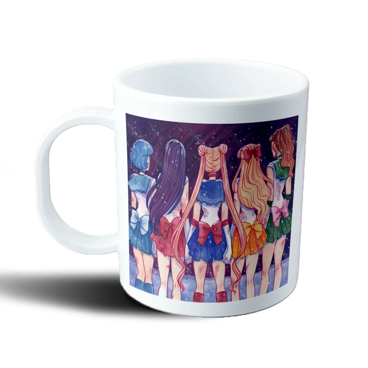 Taza de Plástico Sailor Moon Sailors de espaldas en la nieve - vista 2