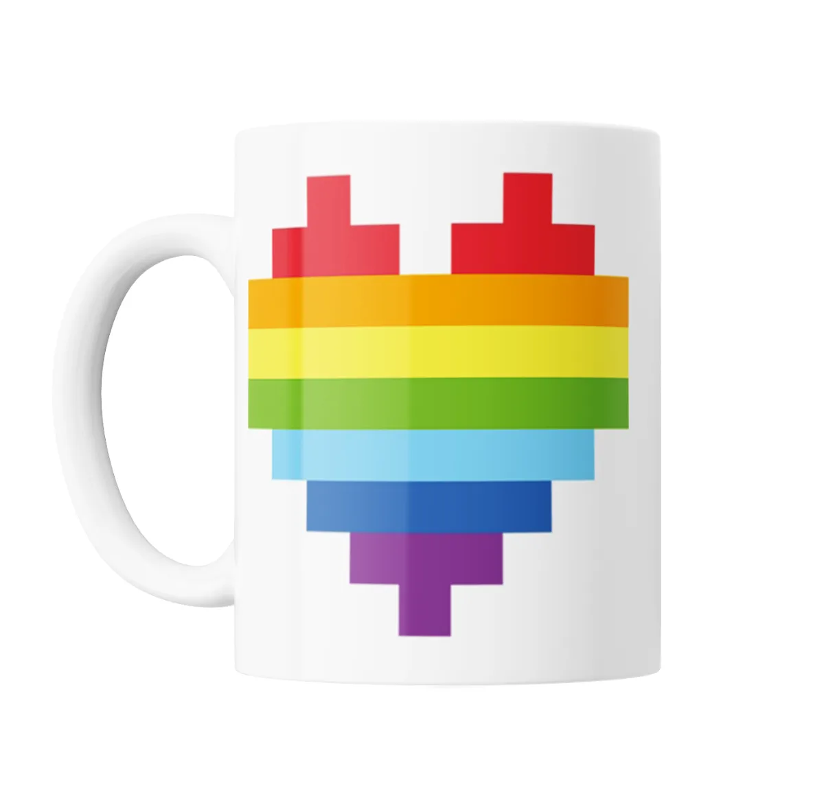 Taza de Cerámica Corazón Pixel Arcoíris - vista 2