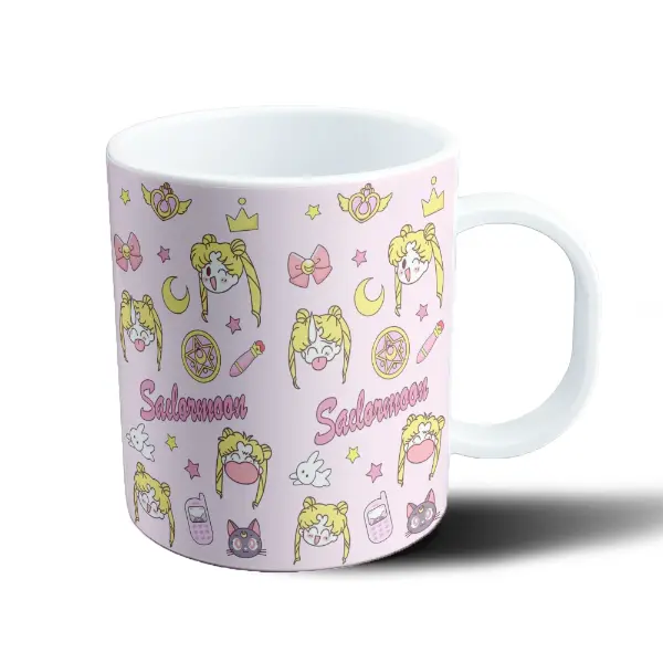 Taza de Plástico Sailor Moon Patrón Chibi Luna Artemis