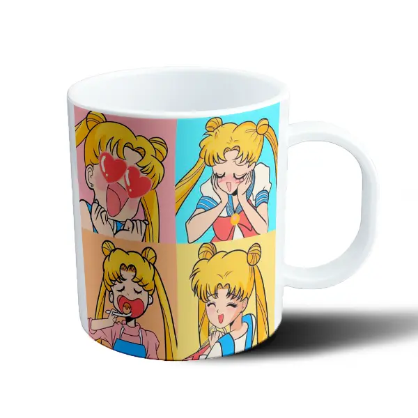 Taza de Plástico Sailor Moon Usagi Collage Pop Art