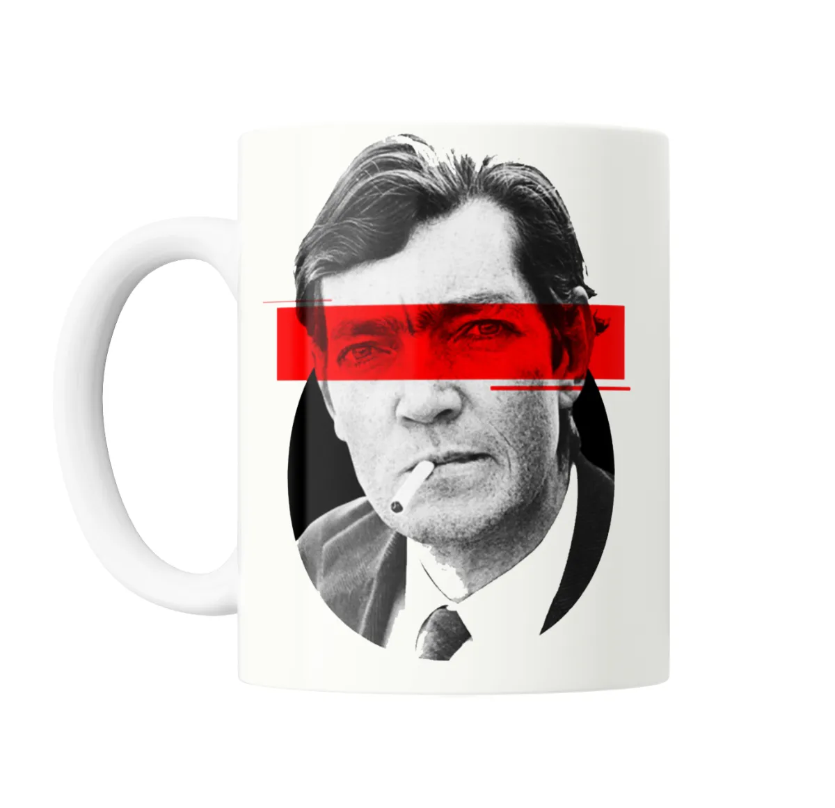 Taza de Cerámica Cortazar Retrato Banda Roja - vista 2