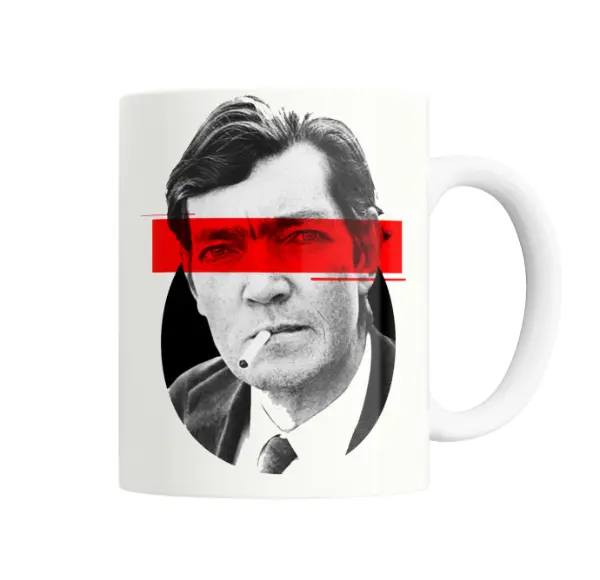 Taza de Cerámica Cortazar Retrato Banda Roja