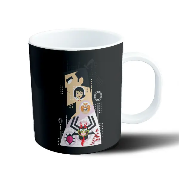 Taza de Plástico Samurai Jack Ilustración Estilo Retro
