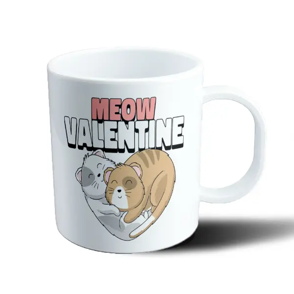 Taza de Plástico Meow Valentine Gatitos Abrazados