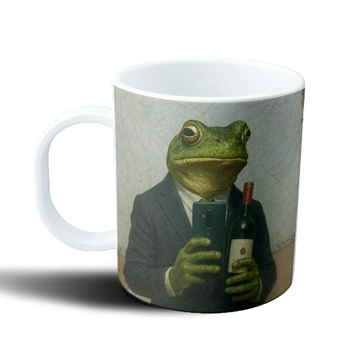 Taza de Plástico Sapardo con vino y celular - vista 2