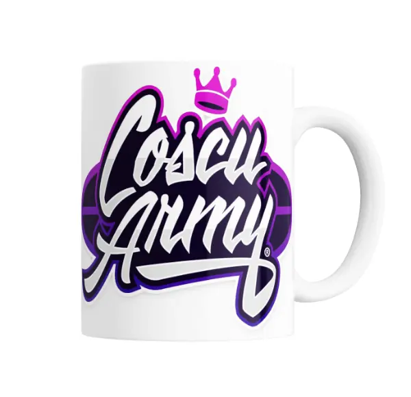 Taza de Cerámica Coscu Army Logo Violeta con Corona