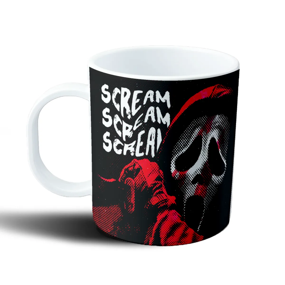 Taza de Plástico Scream Mascara Fantasma Roja y Blanca - vista 2