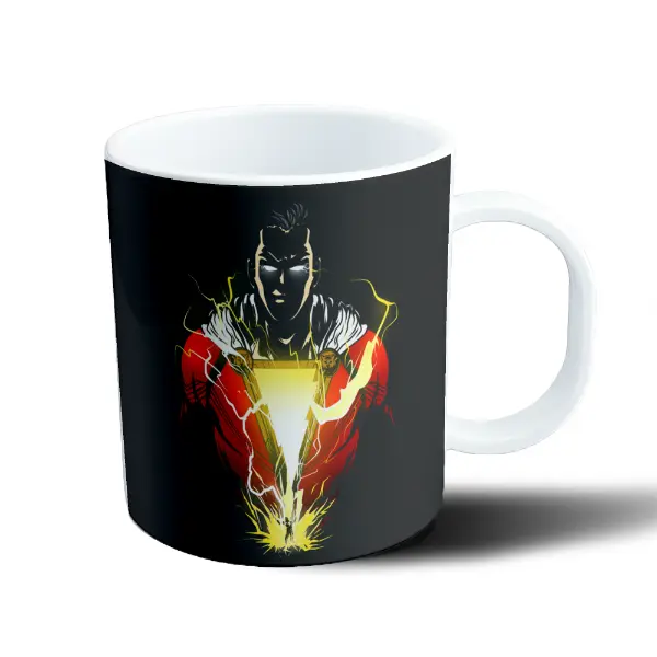 Taza de Plástico Shazam Rayo Pecho Dorado