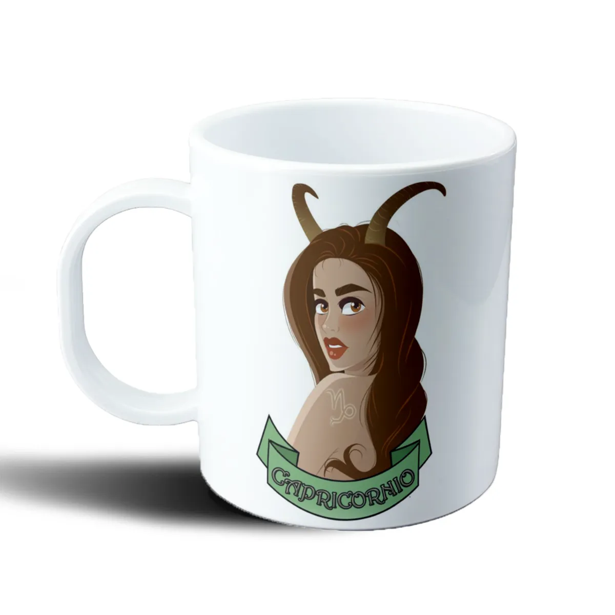 Taza de Plástico Capricornio Chica Cuernos Signo Zodiacal - vista 2