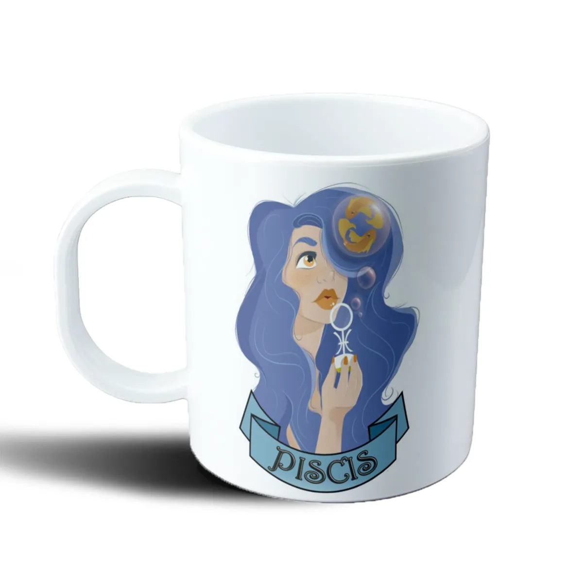 Taza de Plástico Piscis Zodiaco Chica de Ojos Ámbar - vista 2