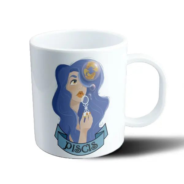 Taza de Plástico Piscis Zodiaco Chica de Ojos Ámbar