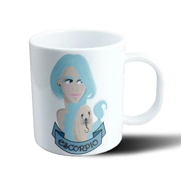 Taza de Plástico Escorpio Zodiacal Chica Tatuaje