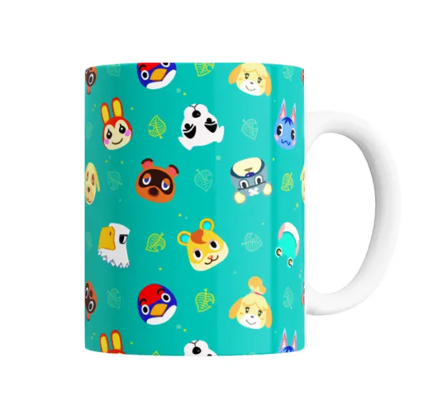 Taza de Cerámica Animal Crossing Vecinos Patrón Verde