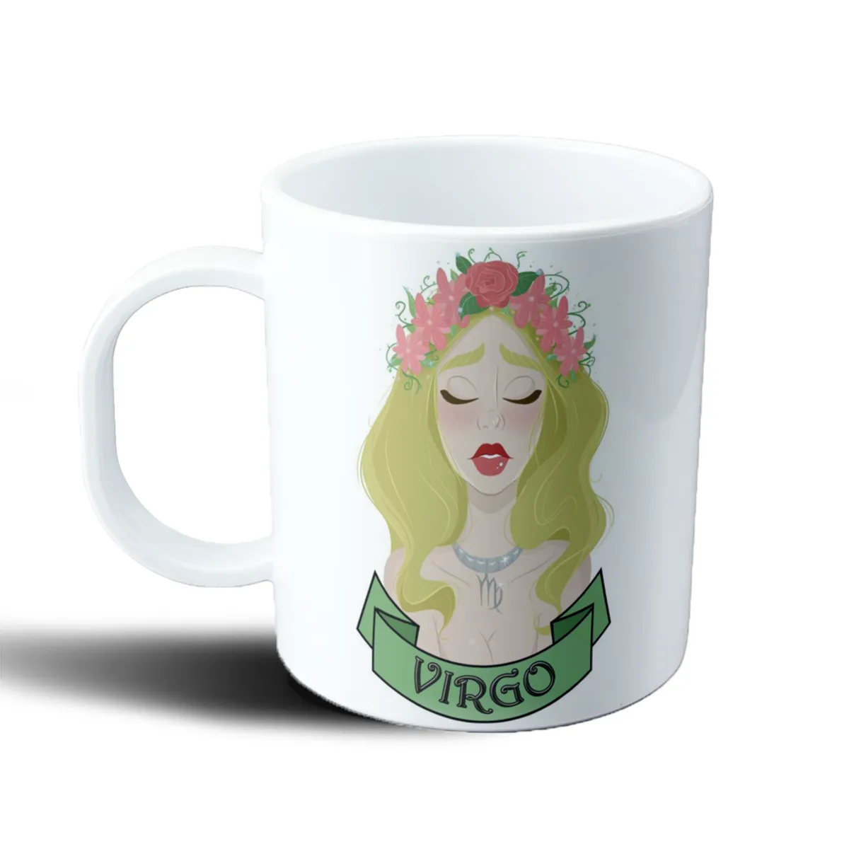 Taza de Plástico Signos Zodiacales Virgo Mujer con Corona de Flores - vista 2