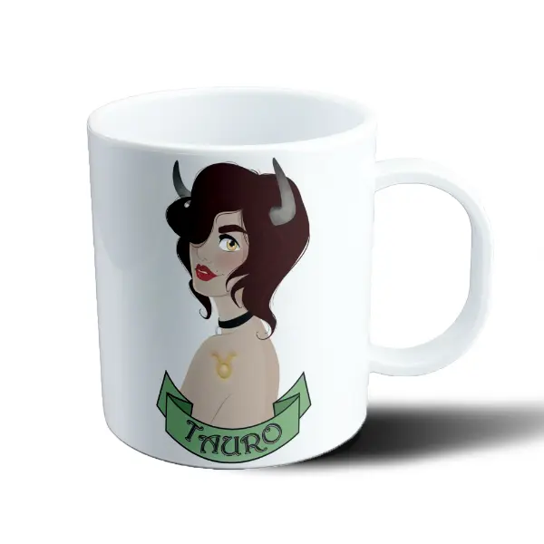 Taza de Plástico Signos Zodiacales Tauro Chica con Cuernos