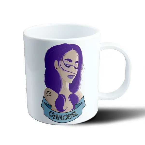 Taza de Plástico Signos Zodiacales Cáncer Chica Violeta