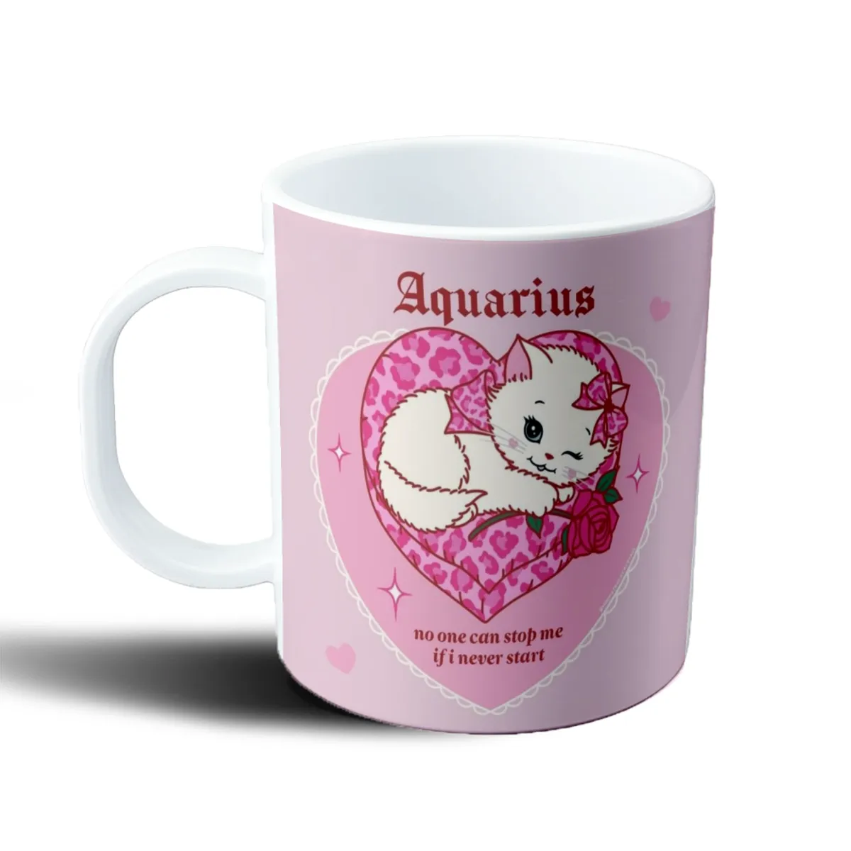 Taza de Plástico Acuario Gatito Rosa Corazón - vista 2